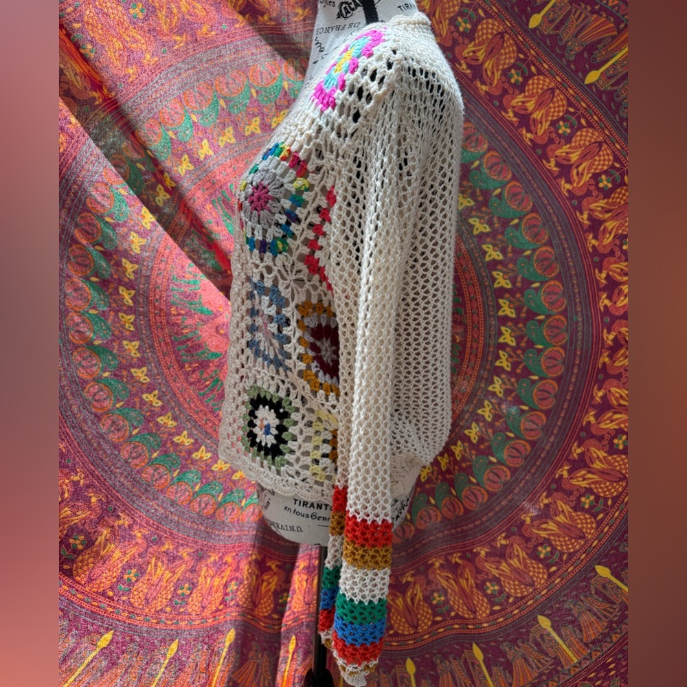 Colorful Crochet Open-Front Sweater - Picture 4 of 5
